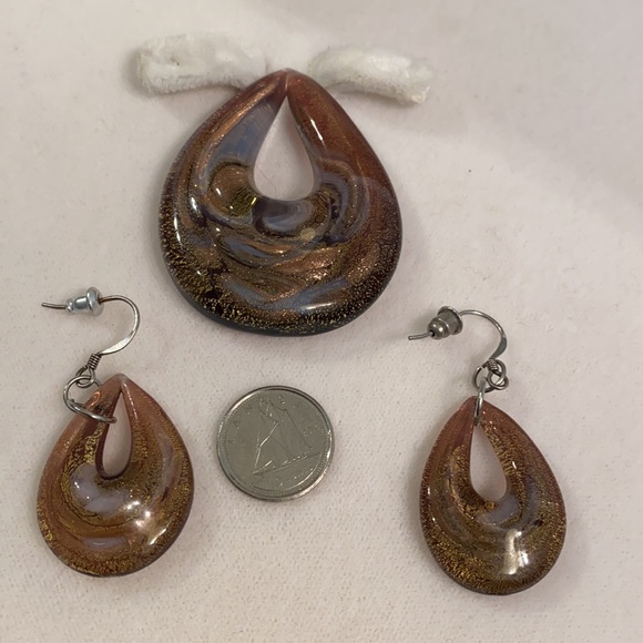 Purple Murano Glass Pendant and Earrings - Picture 2 of 2